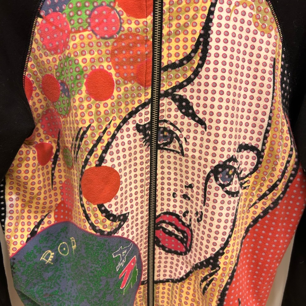 Vintage Custo Barcelona Black and Multicolor Pop Art zipper Jacket size 3